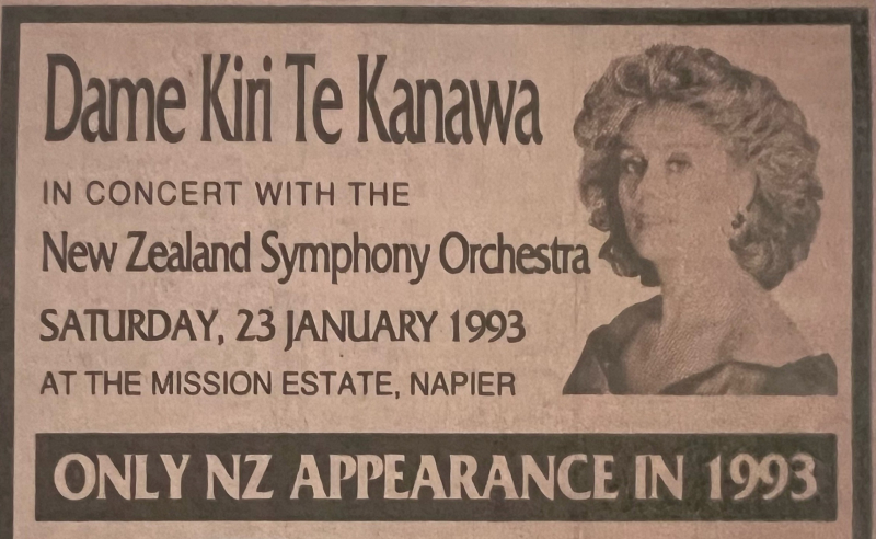 Kiri Te Kanawa Mission Concert news clipping crop