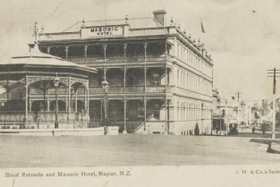 1900: Napier Masonic Hotel and Band Rotunda